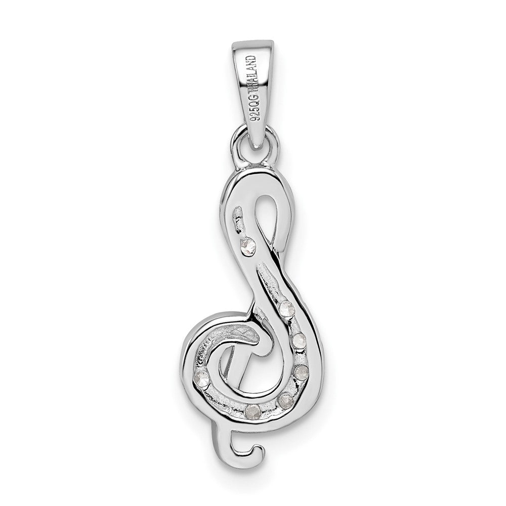 FJC Finejewelers 925 Sterling Silver Rhodium Plated CZ Treble Clef Charm 25 x 8 mm