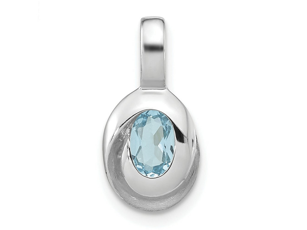 FJC Finejewelers 925 Sterling Silver Rhodium Plated Sky Blue Topaz Oval Charm 17 x 8 mm