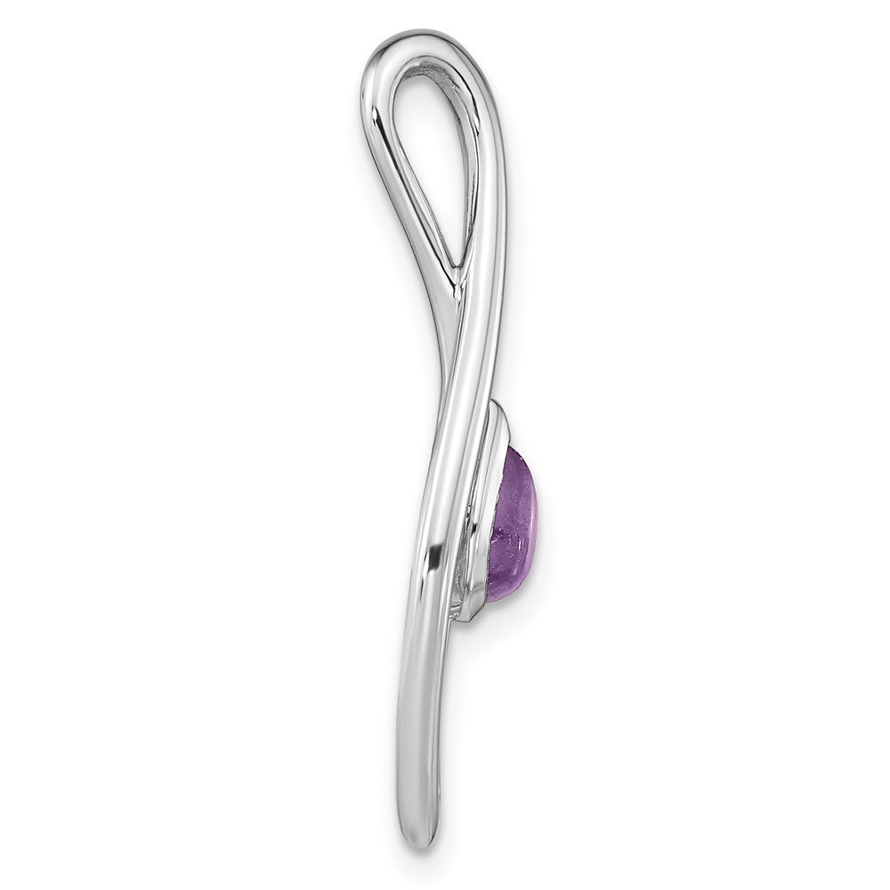 FJC Finejewelers 925 Sterling Silver Stone Rhodium Plated Pear Amethyst Fancy Charm 29 x 12 mm