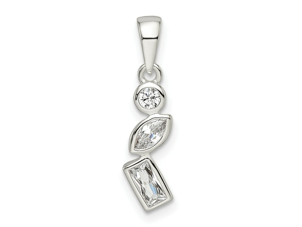 FJC Finejewelers 925 Sterling Silver Polished Geometric Shapes CZ Charm 16 x 5 mm
