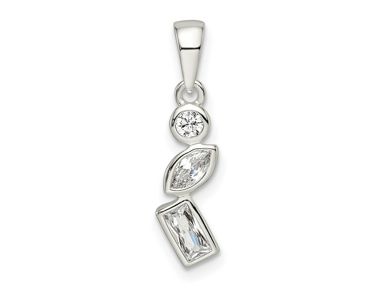 FJC Finejewelers 925 Sterling Silver Polished Geometric Shapes CZ Charm 16 x 5 mm