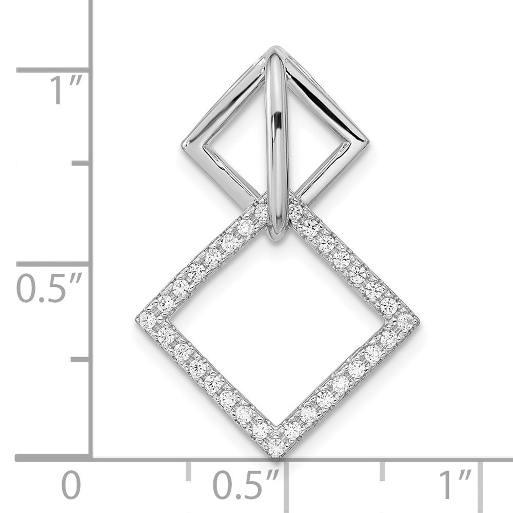 FJC Finejewelers 925 Sterling Silver Rhodium Plated CZ Square Chain Slide Charm 25 x 18 mm