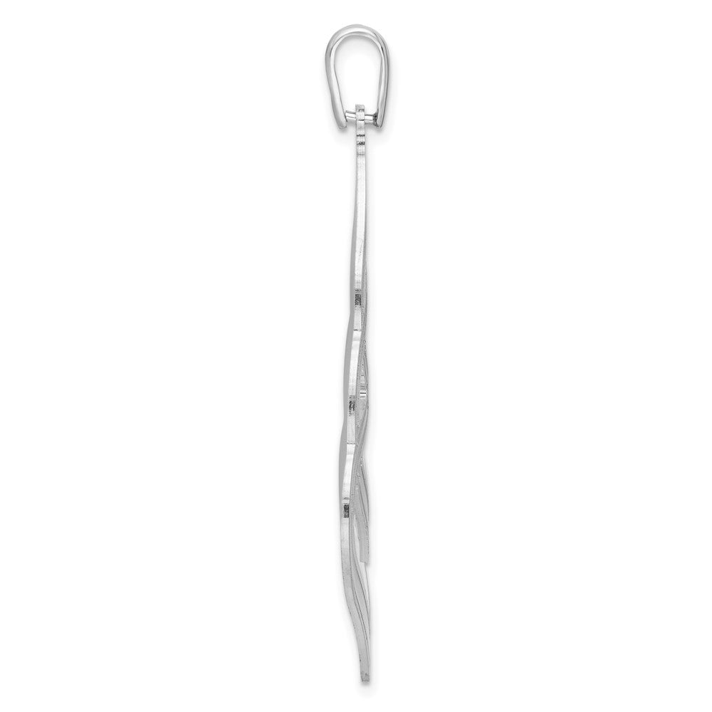FJC Finejewelers 925 Sterling Silver Polished Grooved Fancy Drop Charm 54 x 24 mm
