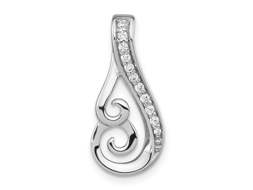 FJC Finejewelers 925 Sterling Silver Rhodium Plated Polished CZ Swirl Chain Slide 21 x 9 mm