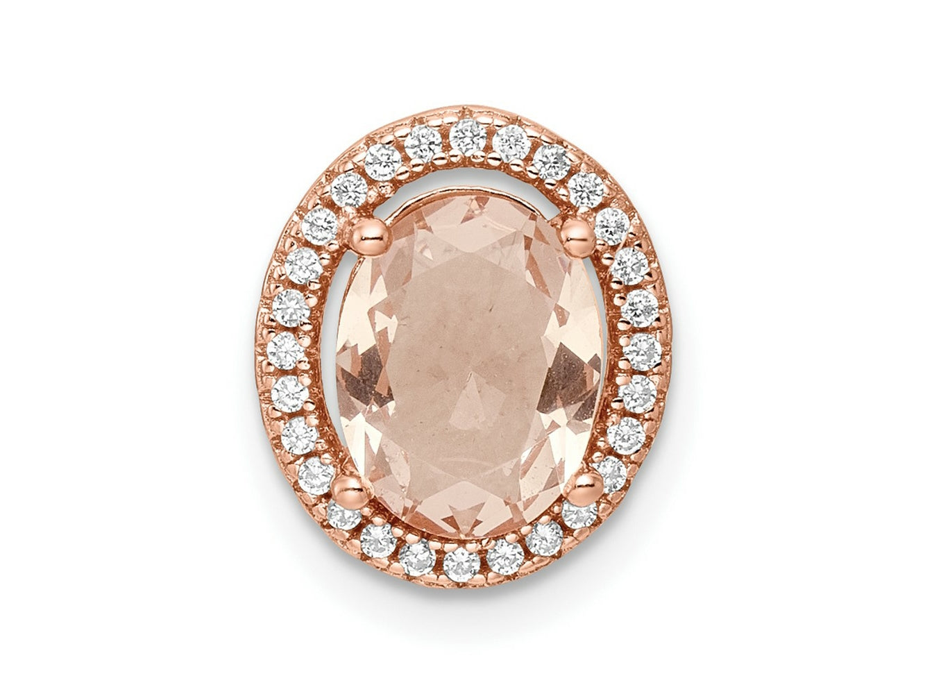 FJC Finejewelers 925 Sterling Silver Rose-tone Polished Pink and White CZ Oval Chain Slide 12 x 10 mm