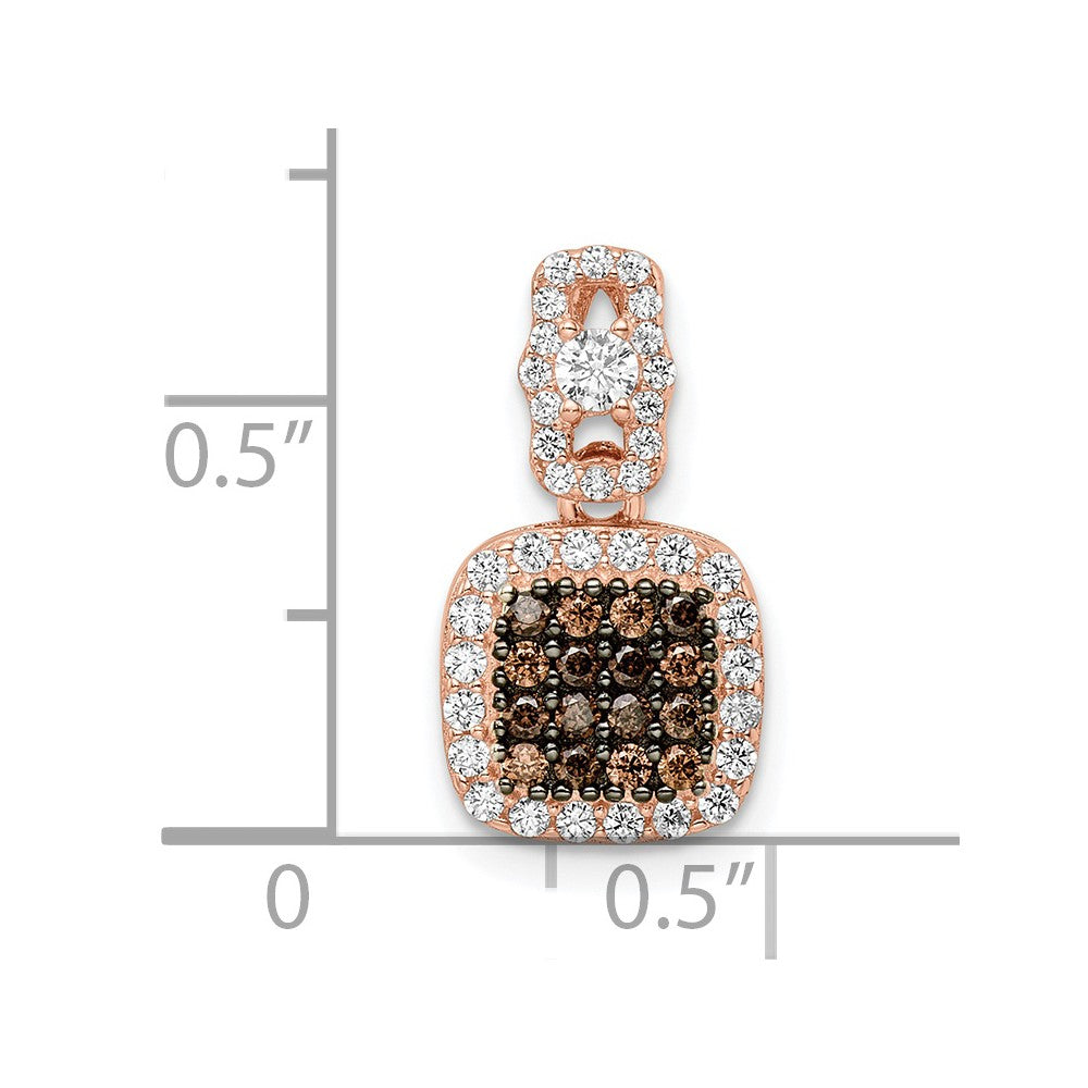FJC Finejewelers 925 Sterling Silver Rose-tone Black Rhodium Plated Fancy CZ Charm 15 x 9 mm