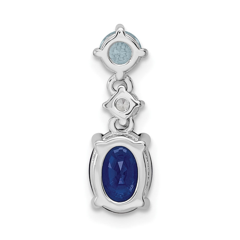 FJC Finejewelers 925 Sterling Silver Fancy Rhodium Plated CZ and Blue Glass Charm 17 x 5 mm