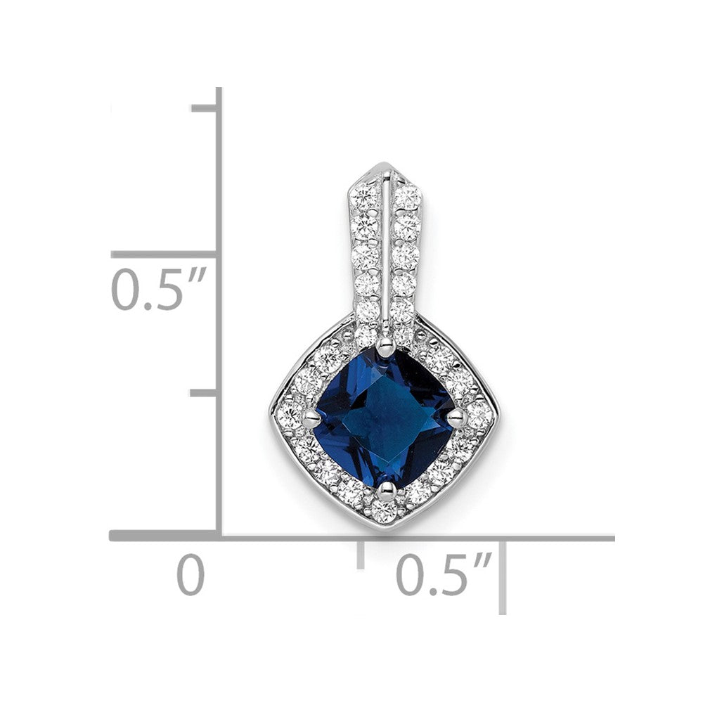 FJC Finejewelers 925 Sterling Silver Fancy Rhodium Plated CZ and Blue Glass Charm 17 x 10 mm