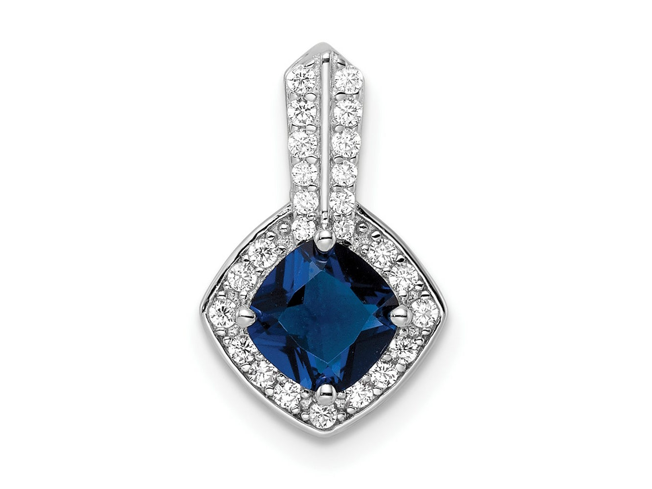 FJC Finejewelers 925 Sterling Silver Fancy Rhodium Plated CZ and Blue Glass Charm 17 x 10 mm
