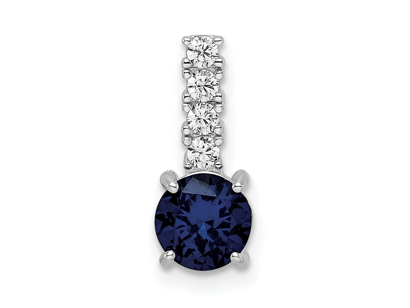 FJC Finejewelers 925 Sterling Silver Fancy Polished Created Blue Spinel and CZ Charm 14 x 6 mm