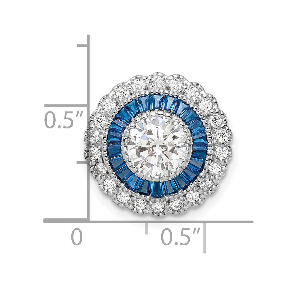 FJC Finejewelers 925 Sterling Silver Fancy Polished Blue and White CZ Round Chain Slide 16 x 16 mm