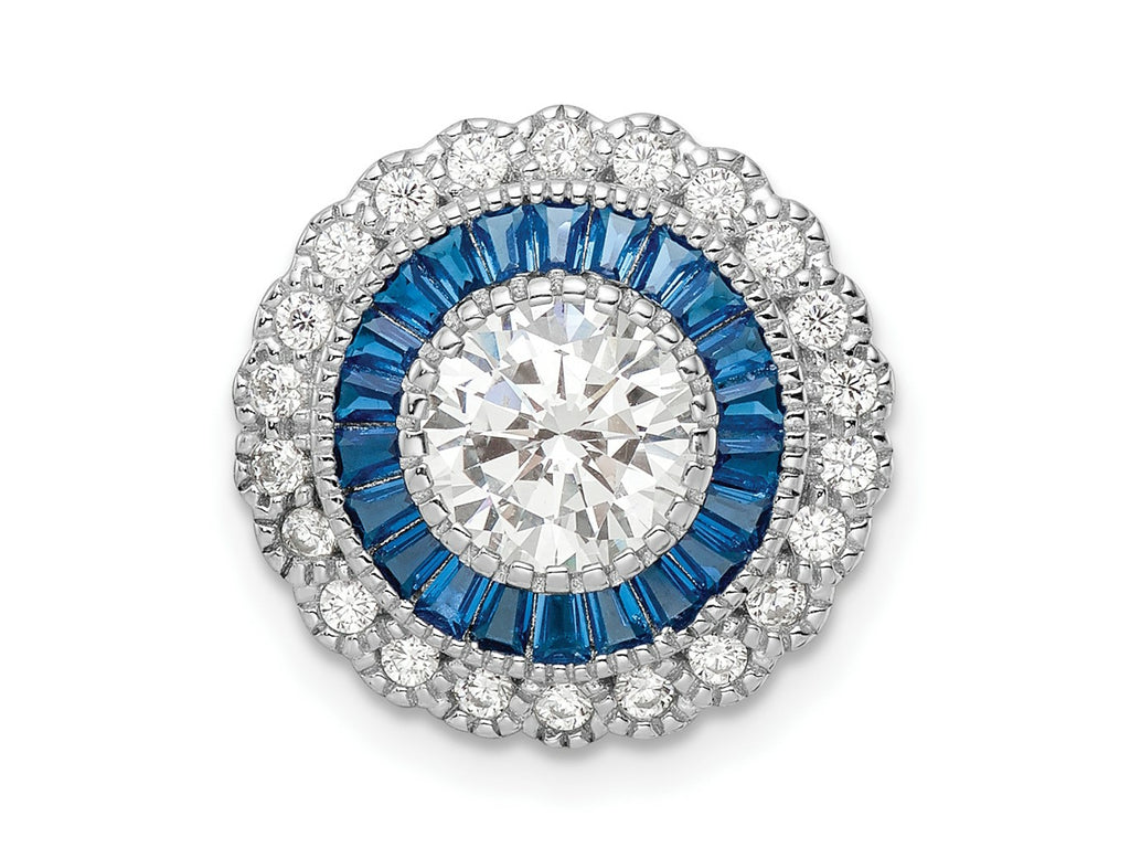 FJC Finejewelers 925 Sterling Silver Fancy Polished Blue and White CZ Round Chain Slide 16 x 16 mm