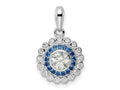 FJC Finejewelers 925 Sterling Silver Fancy Rhodium Plated Polished Blue and White CZ Charm 21 x 13 mm
