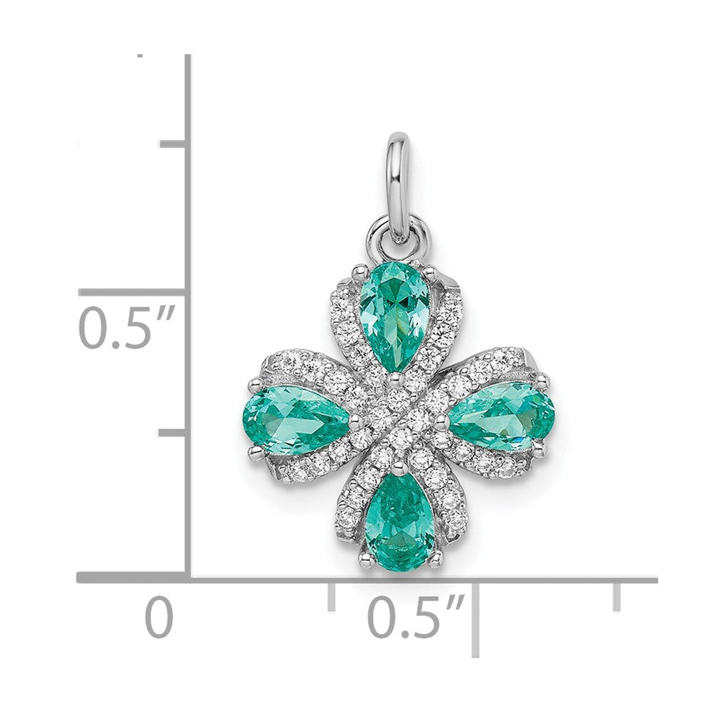 FJC Finejewelers 925 Sterling Silver Fancy Rhodium plated Teal and White CZ Charm 19 x 13 mm