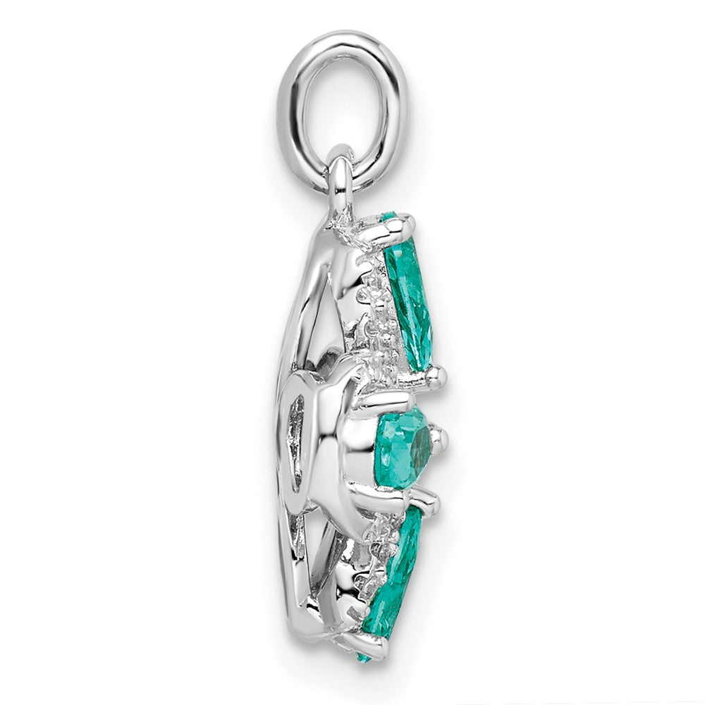 FJC Finejewelers 925 Sterling Silver Fancy Rhodium plated Teal and White CZ Charm 19 x 13 mm