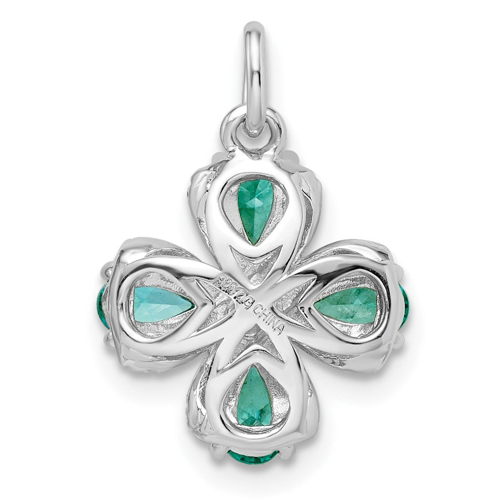 FJC Finejewelers 925 Sterling Silver Fancy Rhodium plated Teal and White CZ Charm 19 x 13 mm