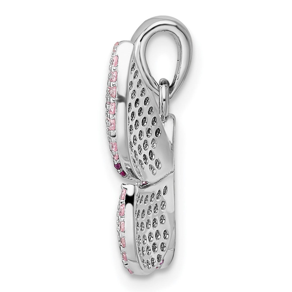 FJC Finejewelers 925 Sterling Silver Rhodium Plated Polished Pink CZ Butterfly Charm 21 x 22 mm