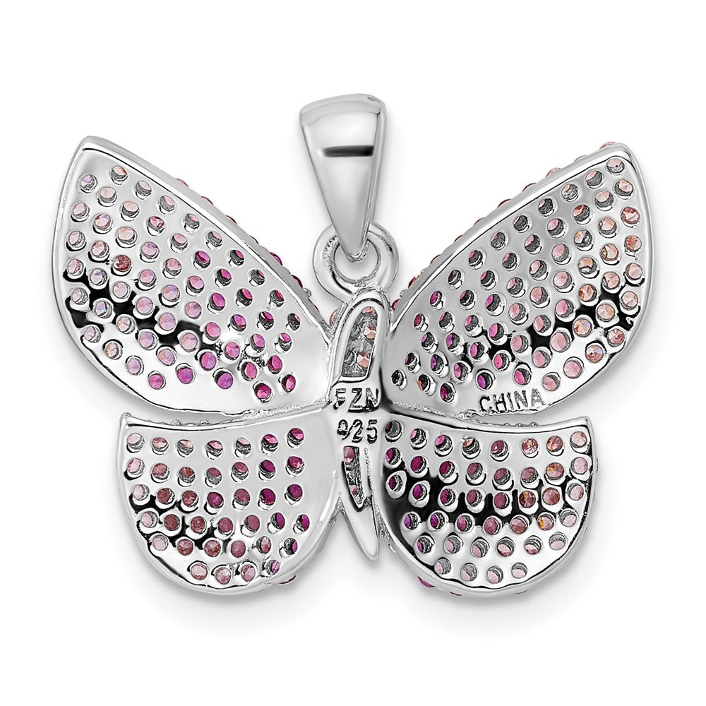 FJC Finejewelers 925 Sterling Silver Rhodium Plated Polished Pink CZ Butterfly Charm 21 x 22 mm