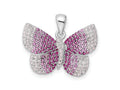 FJC Finejewelers 925 Sterling Silver Rhodium Plated Polished Pink CZ Butterfly Charm 21 x 22 mm