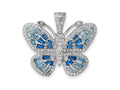 FJC Finejewelers 925 Sterling Silver Rhodium Plated Polished Blue and White CZ Butterfly Charm 25 x 25 mm