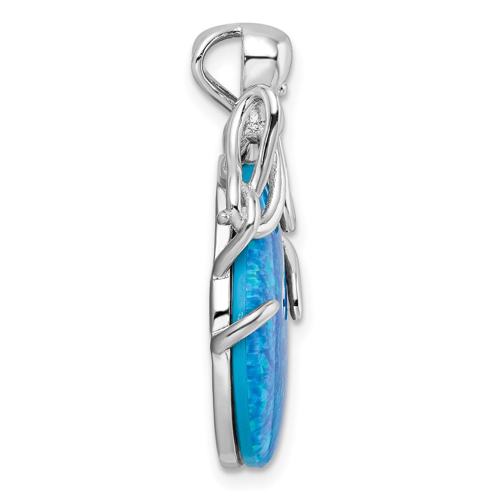 FJC Finejewelers 925 Sterling Silver Rhodium Plated Blue Created Opal Octopus Charm 29 x 19 mm