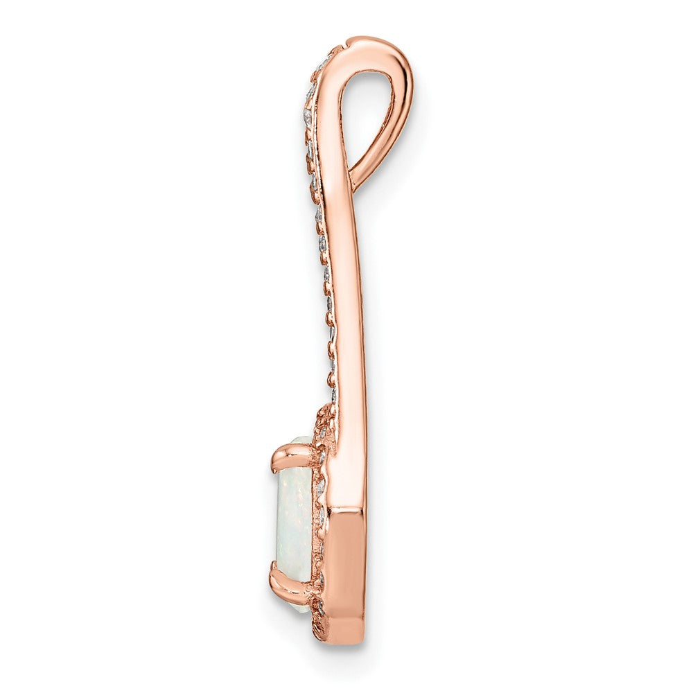 FJC Finejewelers 925 Sterling Silver Rose-tone White Created Opal and CZ Halo Charm 24 x 9 mm