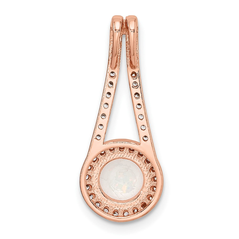 FJC Finejewelers 925 Sterling Silver Rose-tone White Created Opal and CZ Halo Charm 24 x 9 mm
