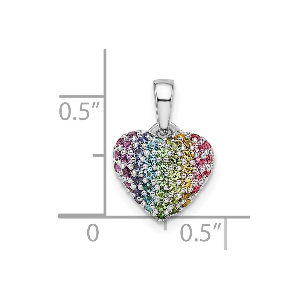 FJC Finejewelers 925 Sterling Silver Rhodium Plated Rainbow Nano Crystal Heart Charm 14 x 10 mm