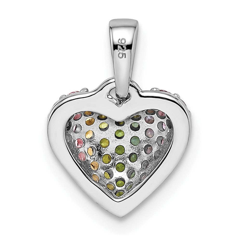 FJC Finejewelers 925 Sterling Silver Rhodium Plated Rainbow Nano Crystal Heart Charm 14 x 10 mm