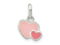 FJC Finejewelers 925 Sterling Silver Rhodium Plated Pink Enamel Double Heart Charm 15 x 11 mm