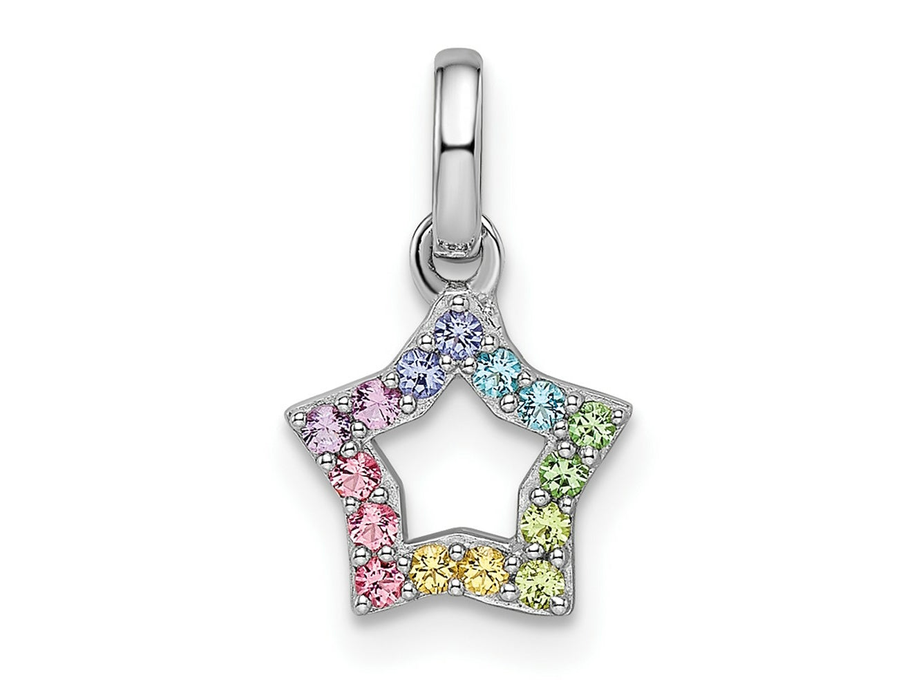 FJC Finejewelers 925 Sterling Silver Rhodium Plated Rainbow Nano Crystal Star Charm 14 x 9 mm