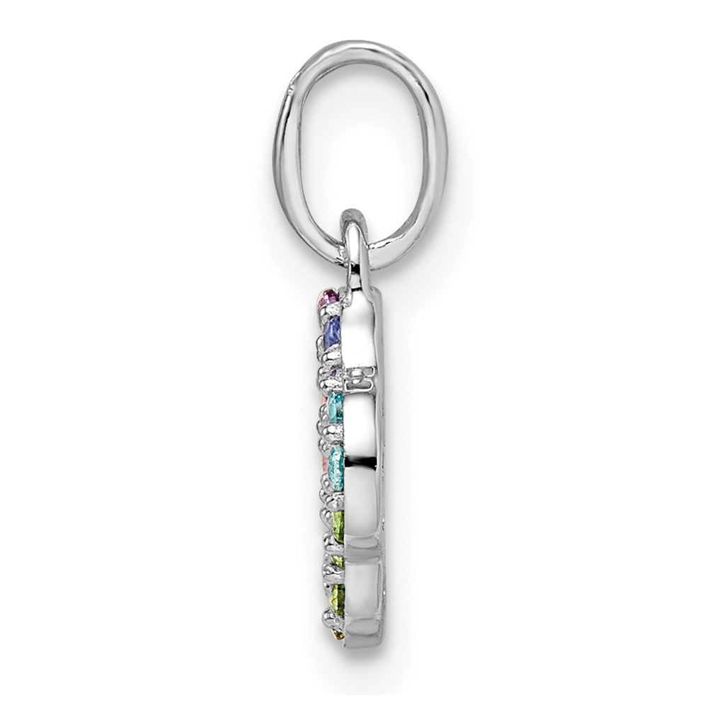 FJC Finejewelers 925 Sterling Silver Rhodium Plated Rainbow Nano Crystal Clover Charm 15 x 8 mm