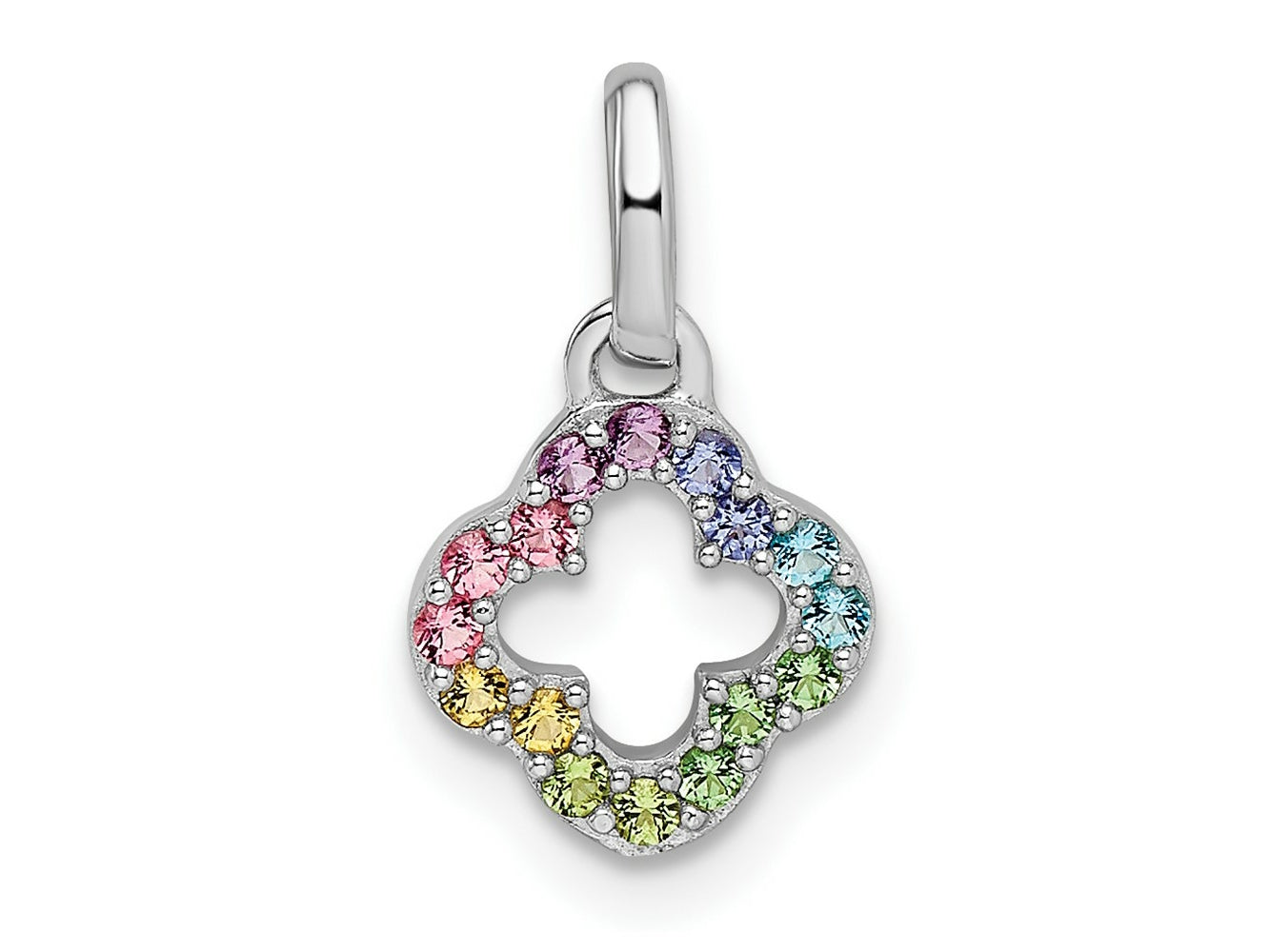 FJC Finejewelers 925 Sterling Silver Rhodium Plated Rainbow Nano Crystal Clover Charm 15 x 8 mm