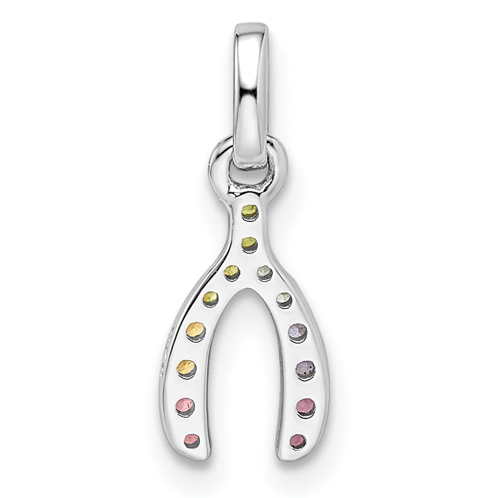 FJC Finejewelers 925 Sterling Silver Rhodium Plated Rainbow Nano Crystal Wishbone Charm 16 x 6 mm