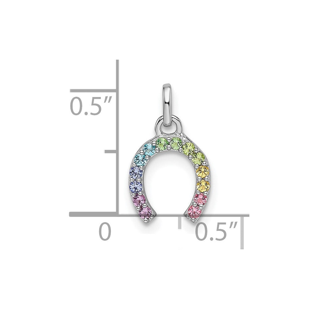 FJC Finejewelers 925 Sterling Silver Rhodium Plated Rainbow Nano Crystal Horseshoe Charm 13 x 8 mm