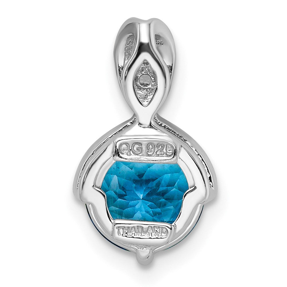 FJC Finejewelers 925 Sterling Silver Rhodium Plated Circle Swiss Blue Topaz/White Topaz Charm 22 x 9 mm