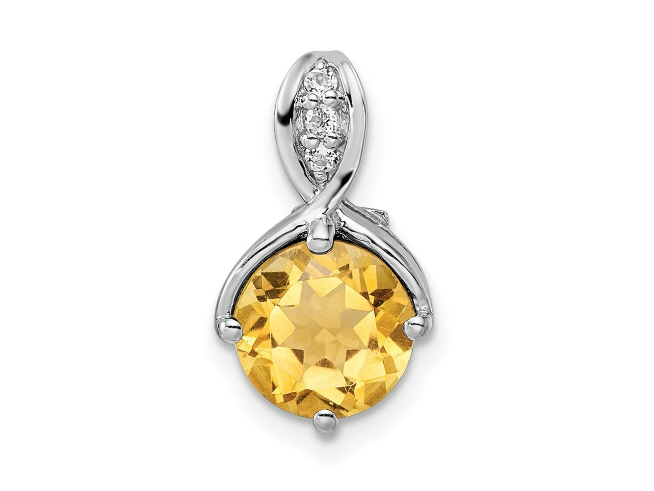 FJC Finejewelers 925 Sterling Silver Rhodium Platedd Circle 1.86t.w. Citrine/White Topaz Charm 16 x 9 mm
