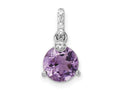 FJC Finejewelers 925 Sterling Silver Circle Amethyst and White Topaz Charm 16 x 8 mm