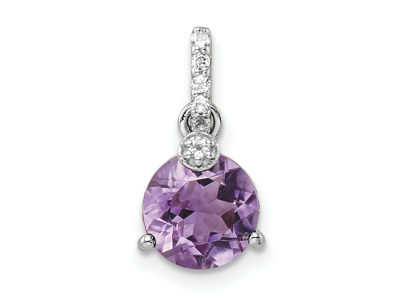 FJC Finejewelers 925 Sterling Silver Circle Amethyst and White Topaz Charm 16 x 8 mm