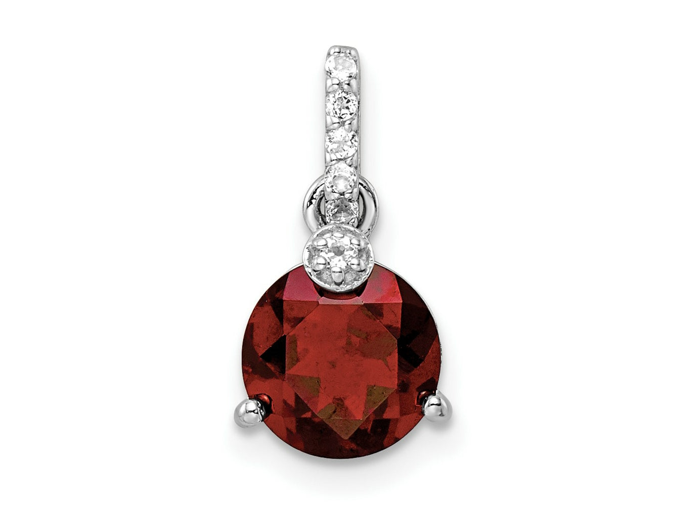 FJC Finejewelers 925 Sterling Silver Circle Garnet  and White Topaz Charm 16 x 8 mm