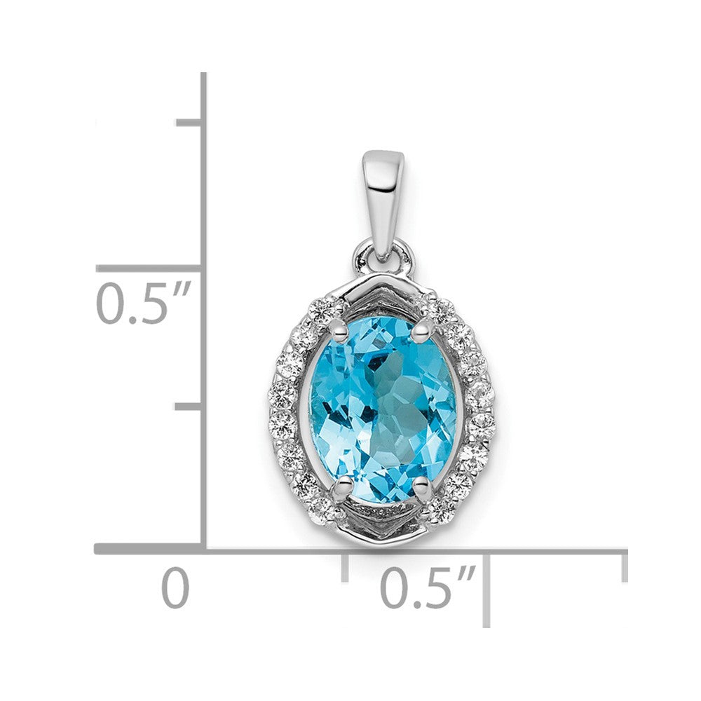 FJC Finejewelers 925 Sterling Silver Rhodium Plated Oval Swiss Blue Topaz White Topaz Charm 18 x 10 mm