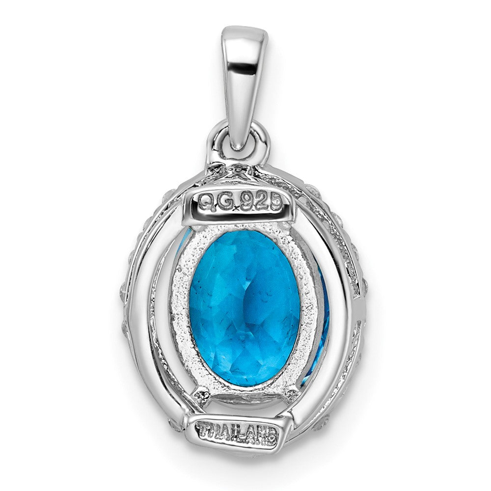 FJC Finejewelers 925 Sterling Silver Rhodium Plated Oval Swiss Blue Topaz White Topaz Charm 18 x 10 mm