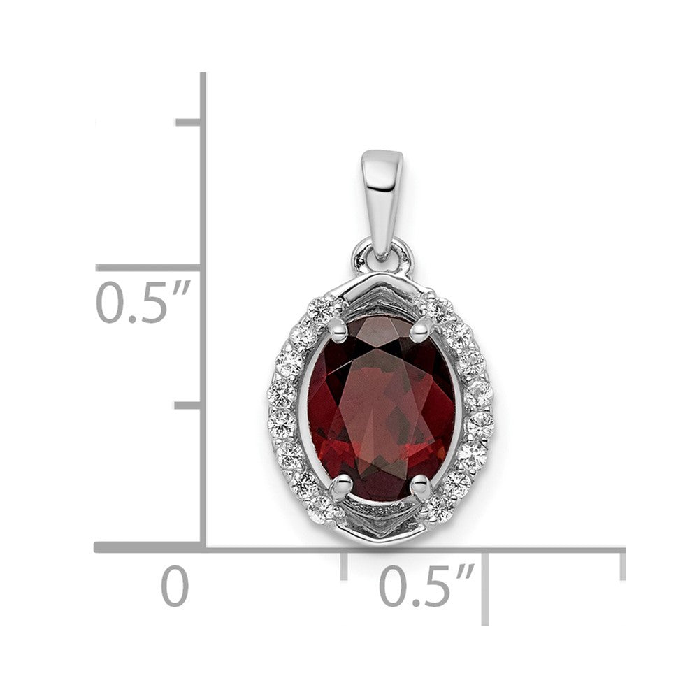 FJC Finejewelers 925 Sterling Silver Rhodium Platedd Oval Garnet and White Topaz Charm 15 x 10 mm