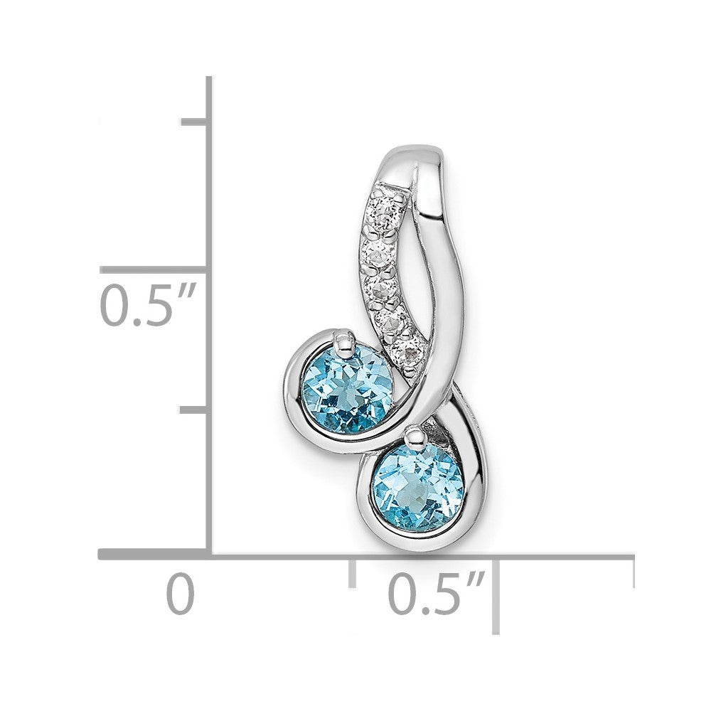 FJC Finejewelers 925 Sterling Silver Blue Topaz and White Topaz Charm 18 x 8 mm
