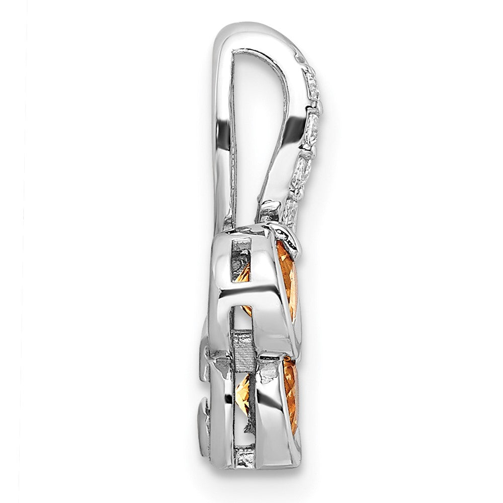 FJC Finejewelers 925 Sterling Silver Double Circle Citrine and White Topaz Charm 18 x 8 mm