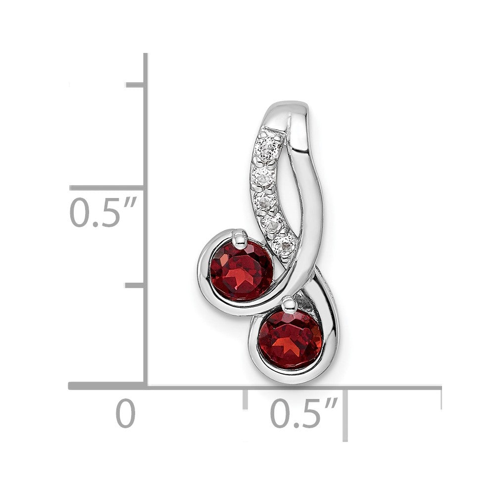 FJC Finejewelers 925 Sterling Silver Double Circle Garnet and White Topaz Charm 18 x 8 mm