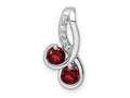 FJC Finejewelers 925 Sterling Silver Double Circle Garnet and White Topaz Charm 18 x 8 mm