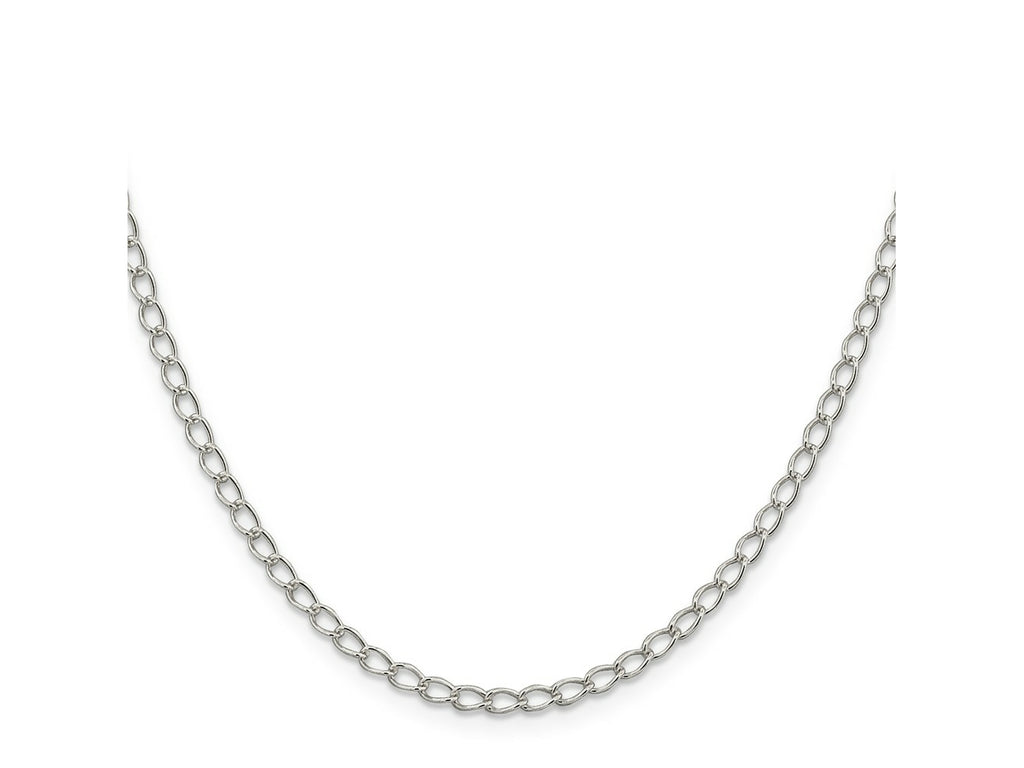FJC Finejewelers 925 Sterling Silver Half Round Wire Open Curb Chain 24 Inches x 3 mm