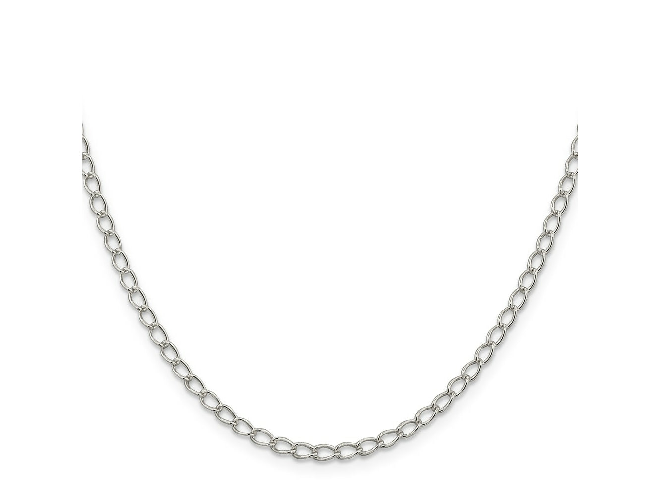 FJC Finejewelers 925 Sterling Silver Half Round Wire Open Curb Chain 24 Inches x 3 mm