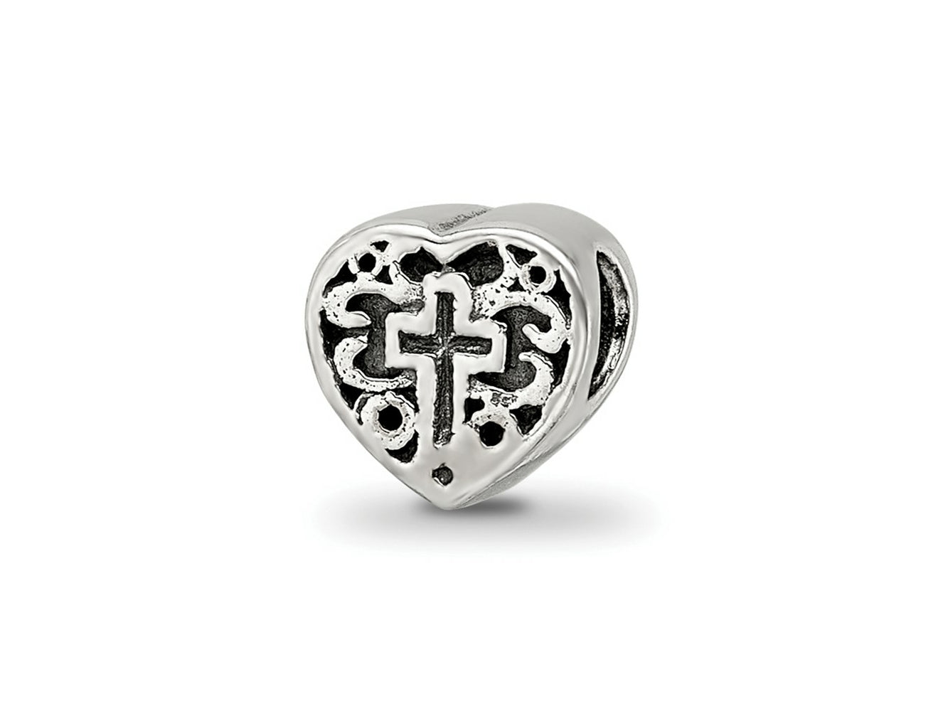 Reflections 925 Sterling Silver Kids Heart with Cross and Scroll Bead 6 x 6 mm.